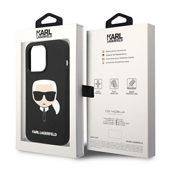 Case KARL LAGERFELD Apple iPhone 14 Pro Max Silicone Karl`s Head Black Hardcase